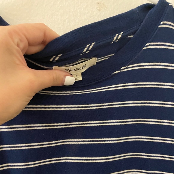 Madewell Stripe Shift Dress T-Shirt Crew Neck Pullover Short Sleeve Cotton 90s - Picture 7 of 8